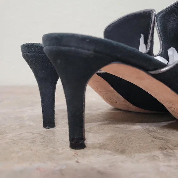 Veronica Beard Pearla Mules Black Suede Leather size 37 / US 7 - Picture 7 of 9